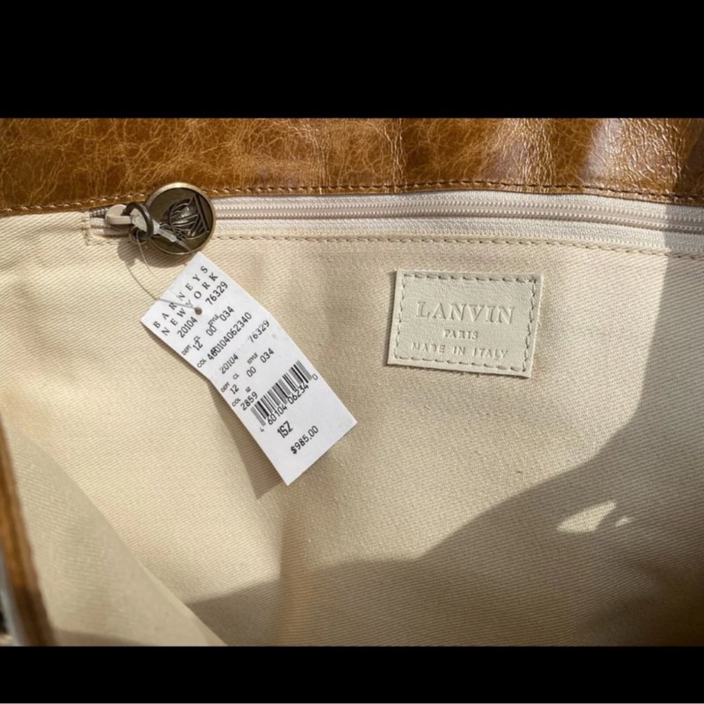 NEW!  LANVIN Hero Brown Leather Shoulder Bag With Chained Straps - Picture 11 of 13